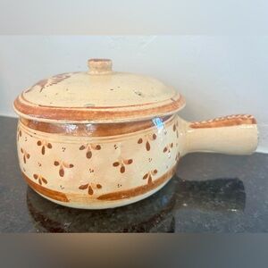 Vintage Mexican Telaquepaque REDWARE Lidded Bean Pot